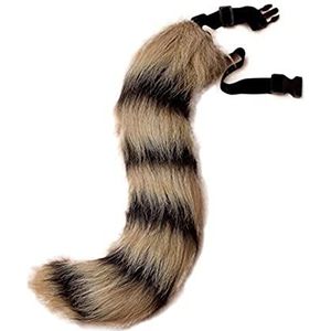 Fox Tail Fancy Dress Halloween Nepbont Cosplay, Fox Tail Fluffy Nepbont Verstelbare Riem, voor Dames Meisjes Halloween Fancy Dress Up (Color : Yellow black, Size : 19.68in)