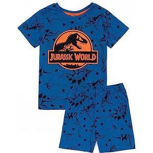 Jurassic World jongens blauwe pyjama set | Kinder T-shirt met korte mouwen en korte korte broek Pjs | Film dinosaurus ontwerp | Officiële koopwaar | Perfect cadeau