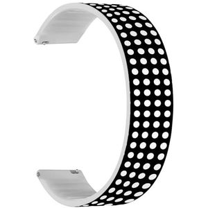 RYANUKA Solo Loop band compatibel met Ticwatch Pro 3 Ultra GPS/Pro 3 GPS/Pro 4G LTE / E2 / S2 (zwart witte polkadot) quick-release 22 mm rekbare siliconen band band accessoire, Siliconen, Geen