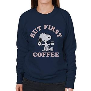 Peanuts But First Coffee Snoopy Sweatshirt voor dames, Koffie, XL