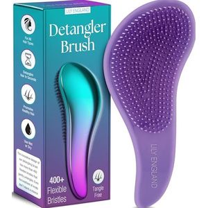 Lily England Detangler Brush - Beste ontwarringsborstel voor dames, meisjes en kinderen voor nat, fijn, krullend, afro- en lang haar - Ontwarringsborstel - Paars