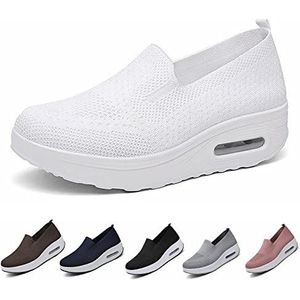 Orthopedische sneakers voor dames, mesh up stretch boog ondersteuning sandalen diabetische wandelen sandalen, Wit, 40 EU