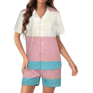 Vintage Transgender Vlag Dames Pyjama Sets Zijde Satijn Pj Sets Nachtkleding Loungewear Nachtkleding Pyjama Set XL