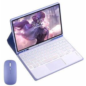 GUPENAA Toetsenbordhoes voor iPad Air 13-inch (M2) 2024, 7 Kleuren Achtergrondverlichting, Magnetisch Afneembaar Draadloos Bluetooth-Toetsenbord met Muis,Purper