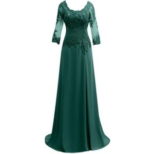 Dames chiffon moeder van de bruid jurk voor bruiloft ruches galajurken cocktailjurk plus size, Turkoois, 54 grote maten