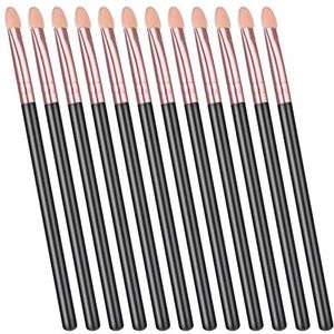 12 STKS Oogschaduw Borstel Make-up Set Oogschaduw Applicators Dubbelzijdige Spons Tip Sticks Cream Glitter Beauty Blender Fan Wash Wimper Extensions Mascara Wenkbrauw Kleine Zwarte Ovale Wand Handvat