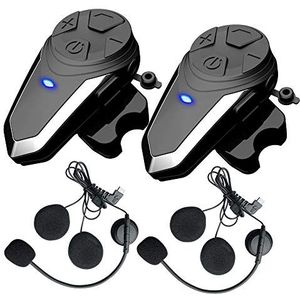 QSPORTPEAK BT-S3 2 stuks Bluetooth motorfiets intercom, communicatiesysteem, 800 m, waterdicht, voor 2-3 personen, geschikt voor paardrijden/skiën