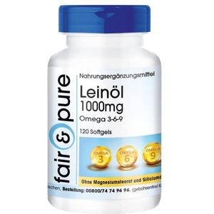 Fair & Pure® - Lijnzaadolie 1000 mg - 120 softgels - essentiële vetzuren Omega 3-6-9 - gemakkelijk in te nehmen