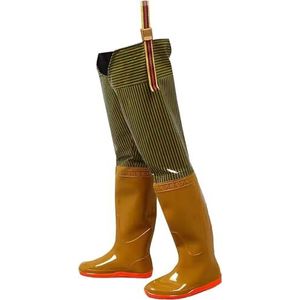 Waterdichte waadbroeken Waadpakken for vissers, waadpakken met hoge heupen, 80 cm, waterdichte en slijtvaste PVC-waadpakken(Black,6