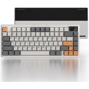 QPSJXN K75 Pro -afdichting van aluminium romig - toetsenbord drie modusverbinding heet swappable toetsenbord (grijs)
