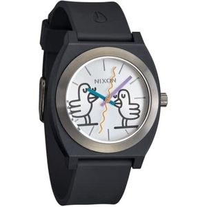 NIXON x Hannah Eddy Time Teller OPP A1366-100m Waterbestendig Unisex Analoog Fashion Horloge (40 mm wijzerplaat, 20 mm PU/rubber/siliconen band), Zwart, One Size, Tijd Teller OPP
