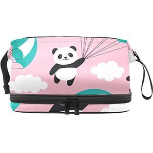 Multifunctionele opslag reizen cosmetische tas met handvat, grote capaciteit reizen cosmetische tas, panda roze, Meerkleurig, 27x15x14 cm/10.6x5.9x5.5 in