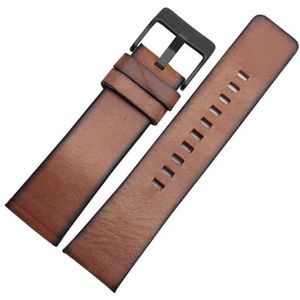 INEOUT Kwaliteit echte retro lederen horlogeband heren compatibel met DZ4343 DZ4323 DZ7406 horlogeband vintage Italiaans leer 22 mm 24 mm 26 mm (Color : A brown-black, Size : 28mm)