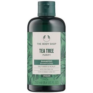 The Body Shop Tea Tree Shampoo Zuiverende en Talgregulerende Shampoo voor Vet Haar en Hoofdhuid, Veganistische Zijde-eiwitten