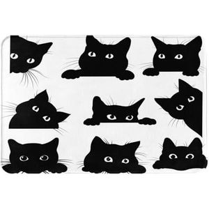 Gearsly Badmat 40 x 60 cm, Halloween leuke zwarte katten, antislip douchematten voor badkamervloer, super absorberende sneldrogende badkamermat, zacht, schimmelwerend badtapijt, machinewasbaar