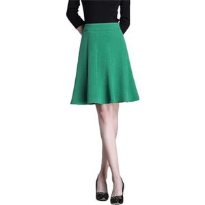 Dames lente gebreide korte rok kleding zwart temperament woon-werkverkeer slanke geplooide A-lijn rok, Groen, 4XL
