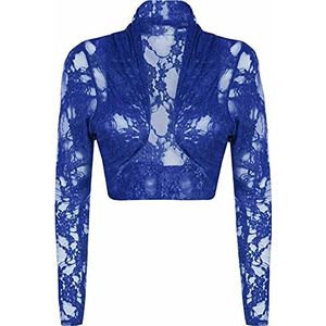 FASHION 7STAR Womens haalt zomer bloemen kant lange mouw open front bolero vest bijgesneden top UK 14-28, Royal Blauw, 44 grote maten