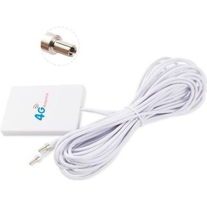 Vecys 4G / 3G LTE Antenne TS9 Male Adapter 10dBi Patchantenne Versterker 3m 9.8ft Kabel Compatibel met 4G / 3G / 2G Mobiele Router WiFi Antenne ZTE WLAN Draadloze Bluetooth