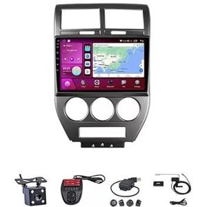 Android Autoradio Video Multimedia Speler, 9 Inch Touch Screen Radio Plug And Play Autotoebehoren Met Bluetooth En Navigatie En Achteruitrijcamera Voor Jeep Compass MK Patriot 2006-2009(M300S 4G+WIF