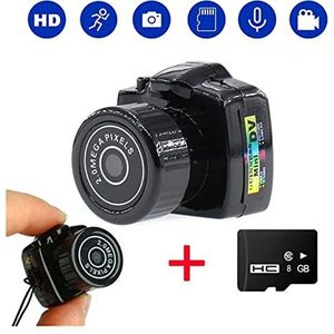 Actiecamera, Tiny Mini Camera HD Video Audio Recorder Webcam Y2000 Camcorder Kleine DV DVR Beveiliging Secret Nanny Auto Sport Micro Cam met Microfoon(Cam add 8g tf Card)