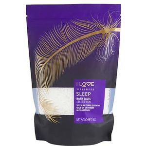 I Love Wellness SLEEP Bath Salts, With Natural Essential Oils Of Lavender & Chamomile, Formulated With Mineral Rich Sea Salt, Made With Natural Extracts, Vegan-Friendly - 500g