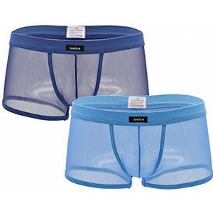 iooico Boxershorts voor heren, zachte mesh onderbroek doorzichtige Air 1.1 ondergoed, 02 Blauw+marineblauw, M