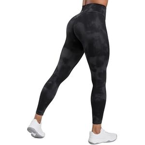 CRZ YOGA Secretsculpt Butterlift Scrunch Butt Workout Leggings voor dames 25"" - Yogabroek met hoge taille en geen naad aan de voorkant Black Tie Dye Flowers S