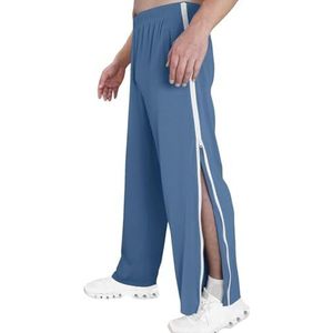 Rehabbroek, Herenjoggingbroek, Dames Herenzijopening, Lange Baggy Sportbroek Met Zijkant Met Ritssluiting, Snelsluitbroek Met Wijde Pijpen (Color : Blue, Size : M)