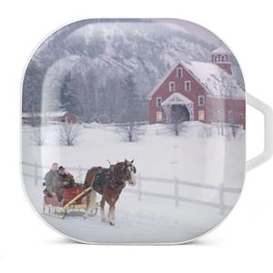 Winter of Northern Europe oordopjes hoesje compatibel met Samsung hard shell beschermhoes wit stijl