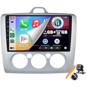 YLOXFW Auto Stereo Android 15.0 Radio Sat Nav voor Focus Mk2/Mk3 2004-2011 GPS Navi 9'' Cartablet Multimedia Video Player FM BT Ontvanger met Carplay 4G 5G WiFi DSP SWC,Zilver,Y400S