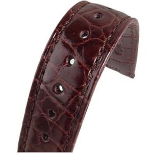 LUGEMA Dubbelzijdig Krokodillenleer Horlogeband 18mm 19mm 20mm 21mm 22mm 23mm 24mm Luxe Echte Alligator Horloge Bandjes Bands (Color : Dark Brown Strap, Size : 17MM_ROSE GOLD BUCKLE)