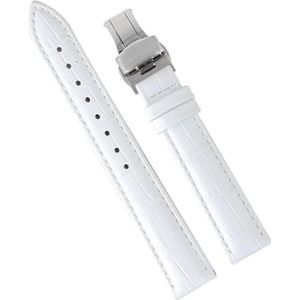 dayeer Dames lederen horlogeband voor PP Horlogeband voor Omega Horlogeband voor Tissot damesarmband (Color : White silver, Size : 15mm)