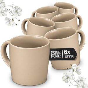 Moritz & Moritz NORDIC koffiebekerset 6-delig - ca. 300 ml gemaakt van hoogwaardig steengoed - stijlvol ontwerp met handvatten - mokken voor koffie, thee, warme chocolademelk, cappuccino