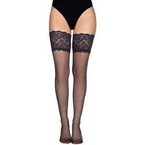 Annes styling kanten Cecile kousen voor dames ondoorzichtig hold up 20 denier met slipvaste siliconen, Grafische