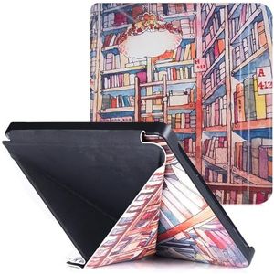 E-book beschermhoes Case voor Kobo Libra 2 EReader (uitgebracht in 2021, model N418), Premium PU-leer Origami standaardhoes met automatische slaapstand e-book cases (Color : Bookstore, Size : For Ko