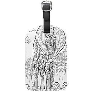 Olifant Dierenboom Wit Lederen Bagage Bagage Koffer Tag ID Label voor Reizen (2 St)
