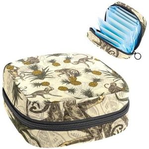 Opbergtas voor maandverband, maandverband, menstruatiecup zakje, organizer voor vrouwelijke pads, tampons, apen en pijnappelpels