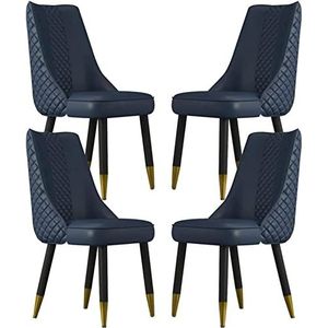 GEIRONV Woonkamer Lounge Counter Stoelen Set van 4,Microvezel Lederen Keuken Eetkamerstoelen met Rugleuning Zacht Kussen en Stevige Houten Poten Eetstoelen (Color : Blue, Size : 88 * 52 * 51cm)