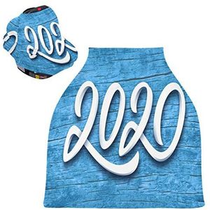 Happy New Year 2020 Blue Art Baby Autostoelhoes Luifel Stretchy Verpleging Covers Ademend Winddicht Winter Sjaal voor Baby Borstvoeding Jongens Meisjes