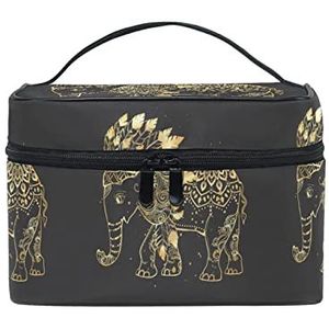 Afrika vintage dier olifant make-up tas voor vrouwen cosmetische tassen toilettas trein koffer