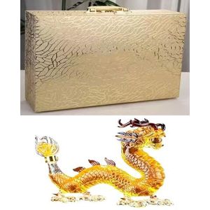 Kunstbeeld - Chinese dierenriemkaraf, oosterse draak loodvrije glazen whiskyfles 1000 ml, handgemaakt, festivaltafeldecoratie, wijntequila cadeau, gepersonaliseerde wijnfles (1000 ml + koffer)