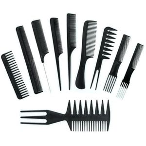 Zhangzitao 10 stuks kammen set voor haarstyling, haarstylist professionele styling kam set voor vrouwen mannen (zwart)