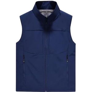 Pegsmio Outdoor Vest Voor Mannen Effen Kleur Grote Pocket Jas Streetwear Vest, Donkerblauw, XXL