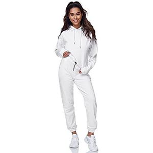 Tazzio F200 Damesjoggingpak, trainingspak, sport, vrije tijd, hoodie en joggingbroek, wit, S