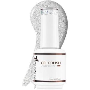 Nicedeco Glitter Nagellak Semi Permanent Silvery Gellak UV/LED Soak-Off Cruelty-Free Translucent Polish 15ML-007