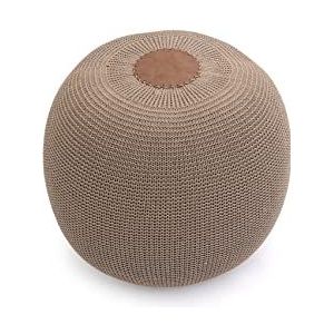 Gozos Boho Pouf Ø 40 cm kruk zitzakken | gebreide kruk rond | gestoffeerde kruk voor kinderkamer en volwassenen | gewatteerde voetenbank voor de woonkamer | kaptafel kruk | beige