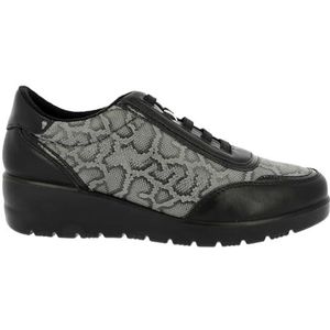 Doctor Cutilas sportschoenen voor dames met elastisch trekkoord, mocassin, uitneembare binnenzool, dierenprint, slang voor: dames, Zwart, 37 EU