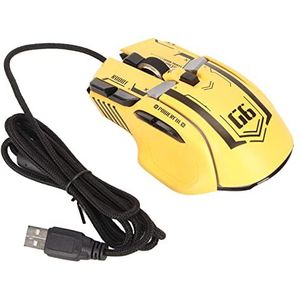 Bedrade Gamingmuis, 12800 DPI Optische Sensor, Macro-programmeerbaar met 10 Knoppen, Bedrade RGB-gamingmuizen met 6 Snelheden en Ergonomische Handgreepconstructie (Geel)