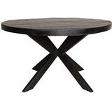 Eetkamertafel Denver Zwart | Rond | 130 cm | Mangohout & metalen meubel | Industrieel interieur | Eettafel, eethoek