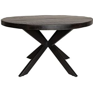 Eetkamertafel Denver Zwart | Rond | 130 cm | Mangohout & metalen meubel | Industrieel interieur | Eettafel, eethoek